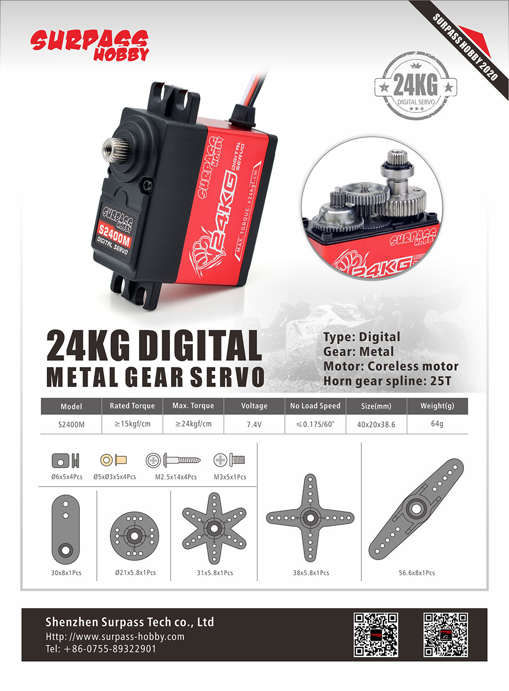 Surpass-Hobby-S2400M-24KG-Aluminiumrahmen-Digitales-Lenkservo-Fuumlr-Fluumlgelduumlsenflugzeug-Model-1824083-3